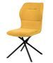 Chaise confortable tissu jaune moutarde rembourré et pieds croisés métal noir Klea