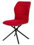Chaise confortable tissu rouge rembourré et pieds croisés métal noir Klea