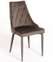 Chaise confortable velours et structure en bois marron Volki - Lot de 2