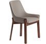 Chaise contemporaine SYLVA – Bois noyer & similicuir vison foncé
