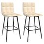 Chaise de bar capitonné velours beige clair et métal noir Kaliza - Lot de 2