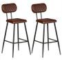 Chaise de bar cuir marron et pieds métal noir Moundir - Lot de 2