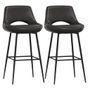 Chaise de bar moderne Simili cuir gris foncé Artzy 67 - Lot de 2