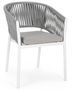 Chaise de jardin avec accoudoir aluminium blanc et tressage de cordes gris taupe Flora