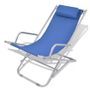Chaise de jardin pliante PVC bleu et métal Kinga - Lot de 2