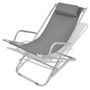 Chaise de jardin pliante PVC gris et métal Kinga - Lot de 2