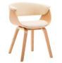 Chaise de salle à manger bois clair courbé et similicuir beige Kobaly