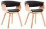 Chaise de salle à manger bois clair courbé et similicuir noir Kobaly - Lot de 2