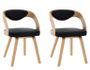 Chaise de salle à manger bois clair et simili cuir noir Canva - Lot de 2
