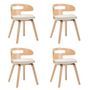 Chaise de salle à manger bois courbé clair et simili cuir beige Laetitia - Lot de 4