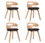 Chaise de salle à manger bois courbé clair et simili cuir noir Laetitia - Lot de 4