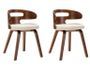 Chaise de salle à manger bois courbé foncé et simili cuir beige Laetitia - Lot de 2
