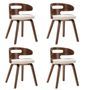 Chaise de salle à manger bois courbé foncé et simili cuir beige Laetitia- Lot de 4