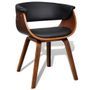 Chaise de salle à manger bois marron courbé et similicuir noir Kobaly