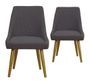 Chaise de salle à manger tissu gris foncé et pieds métal doré Pamela - Lot de 2