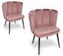 Chaise design voluptueuse velours rose et pieds métal noir - Lot de 2