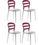 Chaise design laquée blanc et polycarbonate rouge Verza- Lot de 4