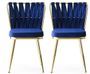 Chaise design velours bleu nuit et pieds doré Ribaldi - Lot de 2