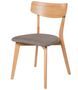Chaise en bois de chêne et tissu gris clair Reka