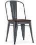 Chaise industrielle acier brillant et assise en bois massif marron Reko