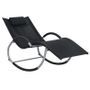 Chaise longue à bascule textilène noir et métal gris Tinoo