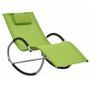 Chaise longue à bascule textilène vert et métal gris Tinoo