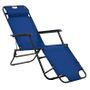 Chaise longue pliable tissu bleu et métal Cordi - Lot de 2