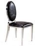Chaise médaillon simili cuir noir effet croco et pieds métal argenté effet miroir Arel - Lot de 4
