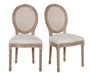 Chaise médaillon tissu beige et bois clair Louis XVI - Lot de 2