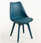 Chaise moderne polypropylène et coussin d'assise simili cuir bleu canard Arko - Lot de 2
