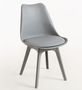 Chaise moderne polypropylène et coussin d'assise simili cuir gris clair Arko - Lot de 2