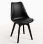 Chaise moderne polypropylène et coussin d'assise simili cuir noir Arko - Lot de 2