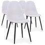 Chaise moderne similicuir blanc pieds métal noir Garo - Lot de 4
