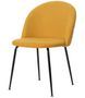 Chaise moderne tissu jaune moutarde rembourré et pieds métal noir Louba