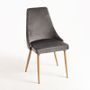 Chaise moderne velours gris et pieds bois de hêtre naturel Kozak - Lot de 2