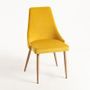 Chaise moderne velours jaune et pieds bois de hêtre naturel Kozak - Lot de 2