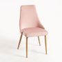 Chaise moderne velours rose clair et pieds bois de hêtre naturel Kozak - Lot de 2