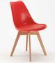 Chaise naturel et rouge avec coussin simili cuir Anko - Lot de 2