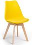 Chaise nordique coussin simili cuir jaune citron et pieds hêtre clair Tula