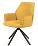 Chaise pivotante à 360º avec accoudoirs tissu jaune moutarde et pieds métal noir Larko