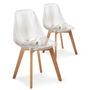 Chaise plexiglass transparent et pieds bois naturel Oxy - Lot de 2