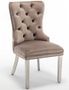 Chaise poignée rectangulaire velours capitonné moka et pieds acier chromé Kazar - Lot de 2