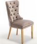 Chaise poignée rectangulaire velours capitonné moka et pieds acier doré Kazar - Lot de 2