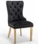 Chaise poignée rectangulaire velours capitonné noir et pieds acier doré Kazar - Lot de 2