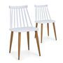 Chaise polypropylène blanc et pieds métal beige Nordi - Lot de 2
