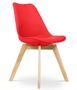 Chaise scandinave avec coussin simili rouge Genève - Lot de 2