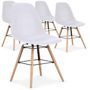 Chaise Scandinave Naturel et Blanc Eva - Lot de 4