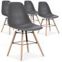 Chaise Scandinave Naturel et Gris Eva - Lot de 4