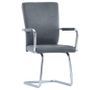 Chaise simili cuir gris suède et métal chromé Bea - Lot de 2