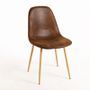 Chaise simili cuir marron vintage et pieds métal effet bois naturel Kuza - Lot de 2